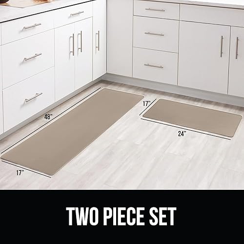 Vista 6 de Gorilla Grip - Juego de 2 tapetes antifatiga suaves para cocina, escritorio, 17 x 29 + 17 x 59, resistentes a manchas y rayones, ergonómico, suave