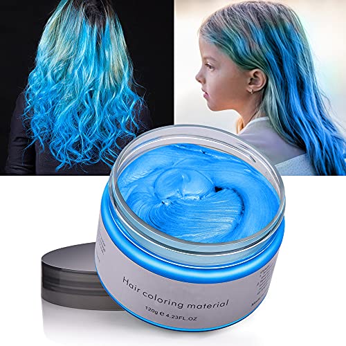 Hair Color Wax, Unisex Instant Hair Wax 4.23 OZ Blue Hair Dye Wax Hairstyle Pomade Cream Natural Matte Wax ( Blue )