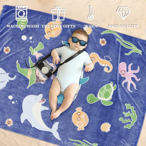 Image of Gitrat Fleece Blanket Throw Blue Toddler Boy Blankets Soft Plush Throw Blankets for Kids 50 inchx60 inch