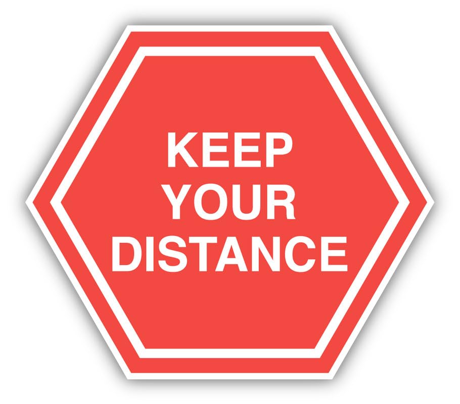 Generic Keep Your Distance Sticker - Durable Adhesive UV-Resistant Waterproof Vinyl Sticker Art Decal for Car Bumper, Laptop, Water Bottle, Wall, and
