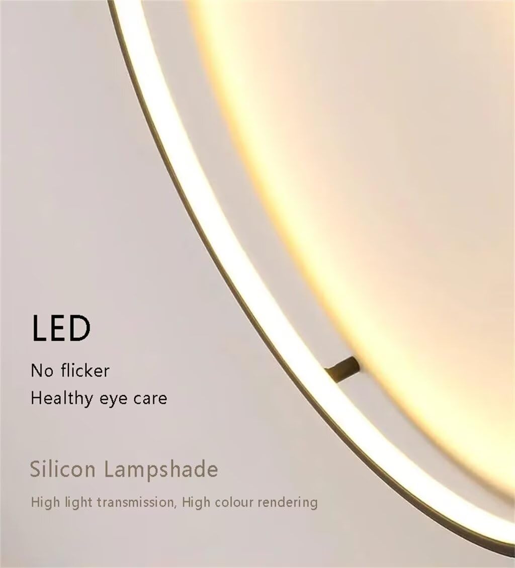 Applique da Parete Interno LED, 50cm Nero Minimalista Cerchio Lampada da Muro per Soggiorno Dimmerabile Anello Luce Parete Illuminazione Indiretta Cablata, per Ufficio, Camera da Letto