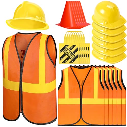 Geyoga 24 Pcs Kids Construction Worker Costumes Set Includes 6