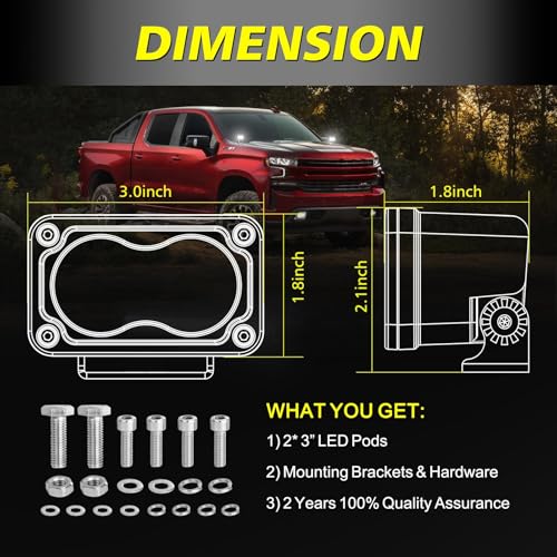 Image of LED Pods, AKD Part 3 Inch CREE LED Off Road Driving Lights 40W Spot Small LED Pods Lights Ditch Lights Head Light 2 Packs for Truck Motorcycle UTV ATV SUV Surron