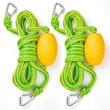 Floating Water Safety Rope with Clip – Quick Connect to River Tube, Kayak Dog Safety Vest &Floating Lily Pad, Kayak Tow Rope, 15FT, 1200LBS, Stainless Steel Clips