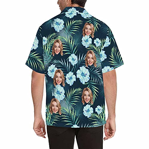 Custom Tropical Floral Hawaiian Shirt with Face for Men Personalized BF Husband’s Photo Men Aloha Beach Fruit Flower Shirts3