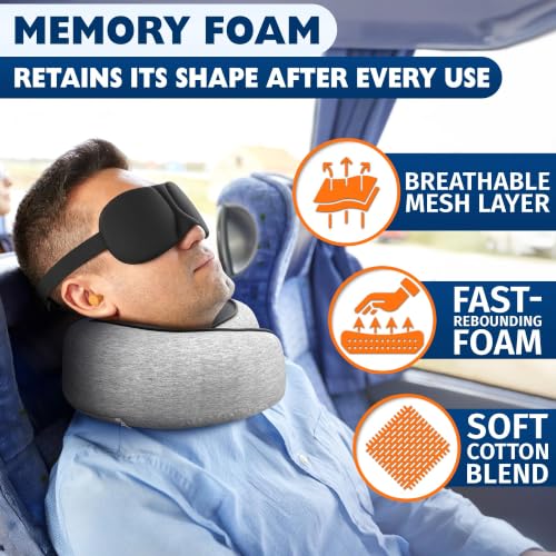 Image of Travel Neck Pillows for Airplanes, 4-in-1 Set, 360 G-Shape