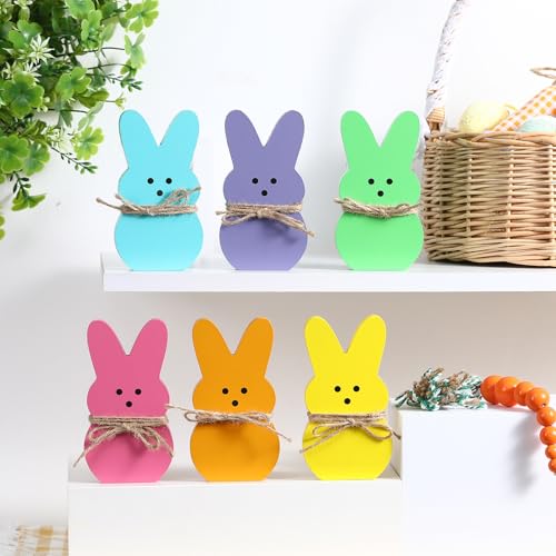 Easter-Decorations-6PCS-Wooden-Peeps-Bunny-Sign-Easter-Bunny-Decor-for-Spring-Home-Shelf-Mantel-Fireplace-Table-Windowsill-Party-Decor Easter Decorations 6PCS Wooden Peeps Bunny Sign Easter Bunny Decor for Spring Home Shelf Mantel Fireplace Table Windowsill Party Decor