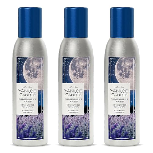 Yankee Candle Concentrated Room Spray Air Freshener Instant Home Fragrance Odor Eliminating Spray Strong Scent Room Freshener for Home and Bathroom Midsummers Night (Pack of 3)
