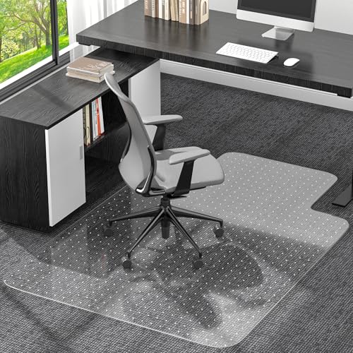 Office Chair Mat for Low Pile Carpeted Floors with Lip, 36' x 48' Plastic Floor mat for Desk Chair on Carpet,Easy Glide Carpet Protector Mat for Computer Chairs,Rolling Chairs,Home,Office Non-Slip