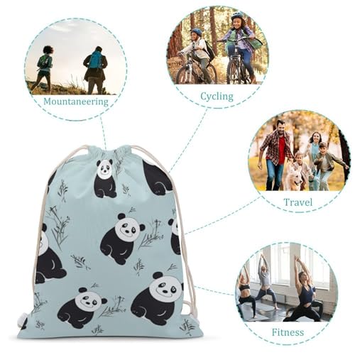 Cartoon Panda Bear Drawstring Backpack String Bag Sackpack for Gym Shopping Beach Sport Yoga3
