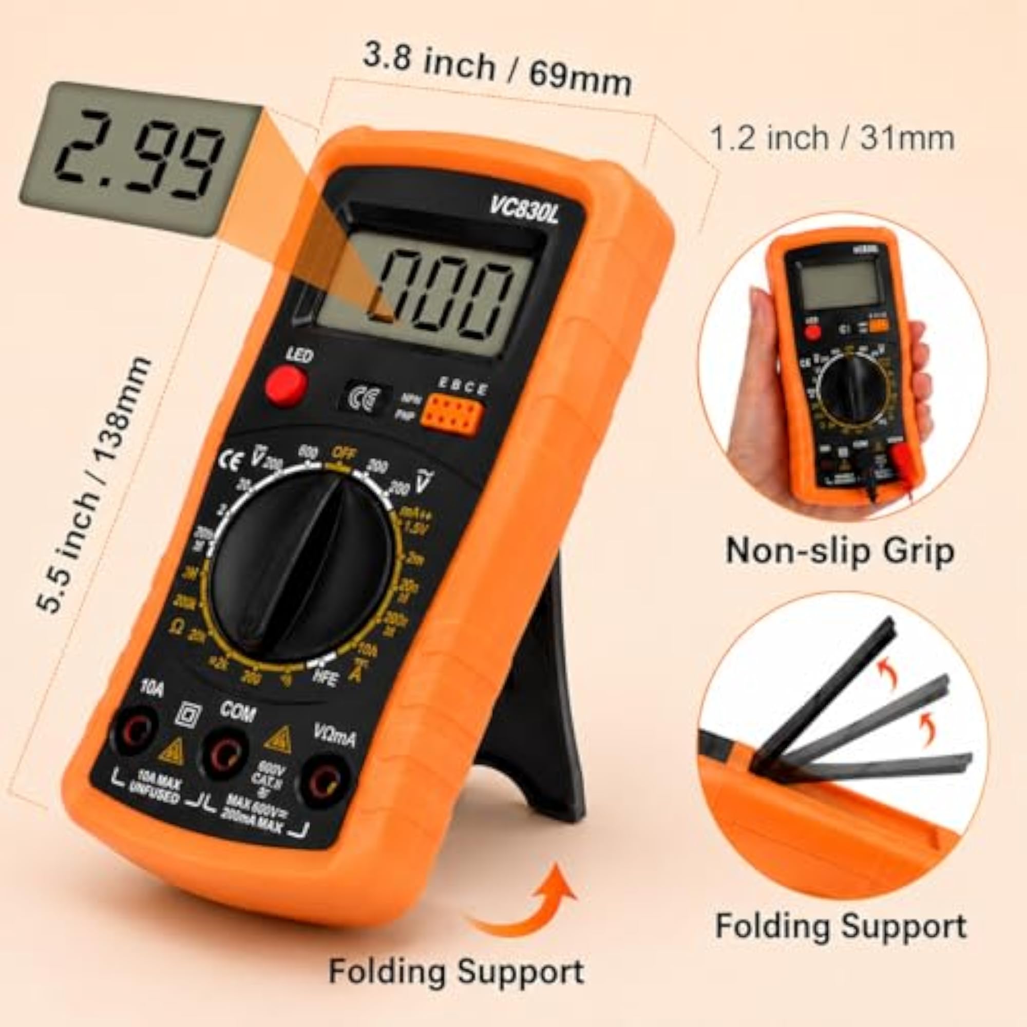 Digital Multimeter for Electronics, AC DC Clamp Meter