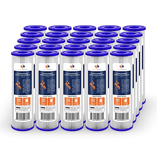 Aquaboon 1 Micron Pleated Water Filter 10 x 2.5 - Whole House Sediment Filter Replacement Cartridge Compatible with WFPFC3002, WHKF-WHPL, 25-Pack