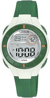 LORUS Kinder Digital Quarz Uhr mit Silikon Armband,Grün/Weiß