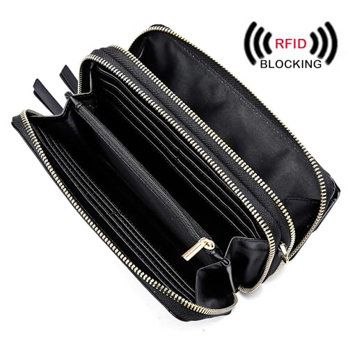 Lanyani RFID Crossbody Wallet Wristlet Purse with Phone Pocket For Women Vegan Leather3