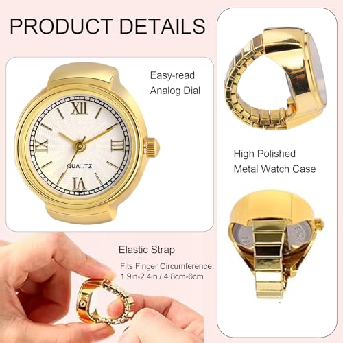 jewelrywe men women finger watch stretchy band elastic round simple dial quartz ring watches for halloween