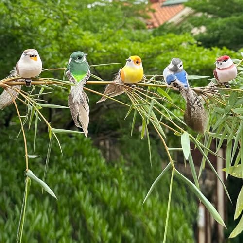 lwingflyer Oiseaux Artificiels Oiseau à Plumes Colorées avec Clip pour l'Artisanat Arbre de Noël Suspendu Ornement Décorations Extérieures (Pince-Métal)