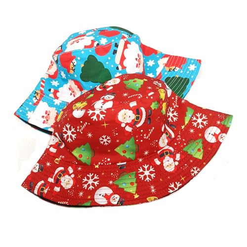 Image of Bucket Hat for Women Men,Travel Sun Beach Cap,Unisex Fishing Outdoor Boonie (Christmas red)