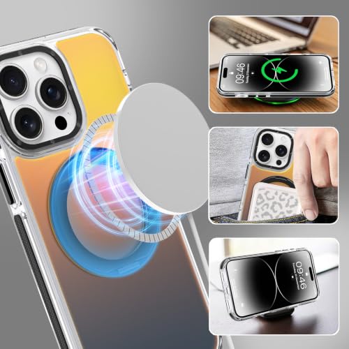 Image of Magnetic for iPhone 14 Pro Max Case with 360 Stand [Compatible with Magsafe] [Fluorescent Design] [1 Screen Protector] Slim Translucent Matte Case for iPhone 14 Pro Max 6.7 inch, Black