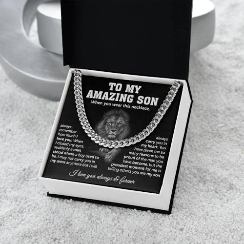 To My Amazing Son Cuban Link Chain Necklace - Mom & Dad's Gift3