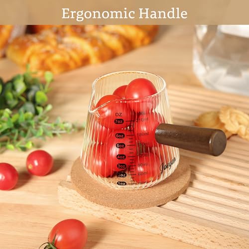 Vaso medidor para espresso vidrio 210 ml con asa de madera miniatura 5