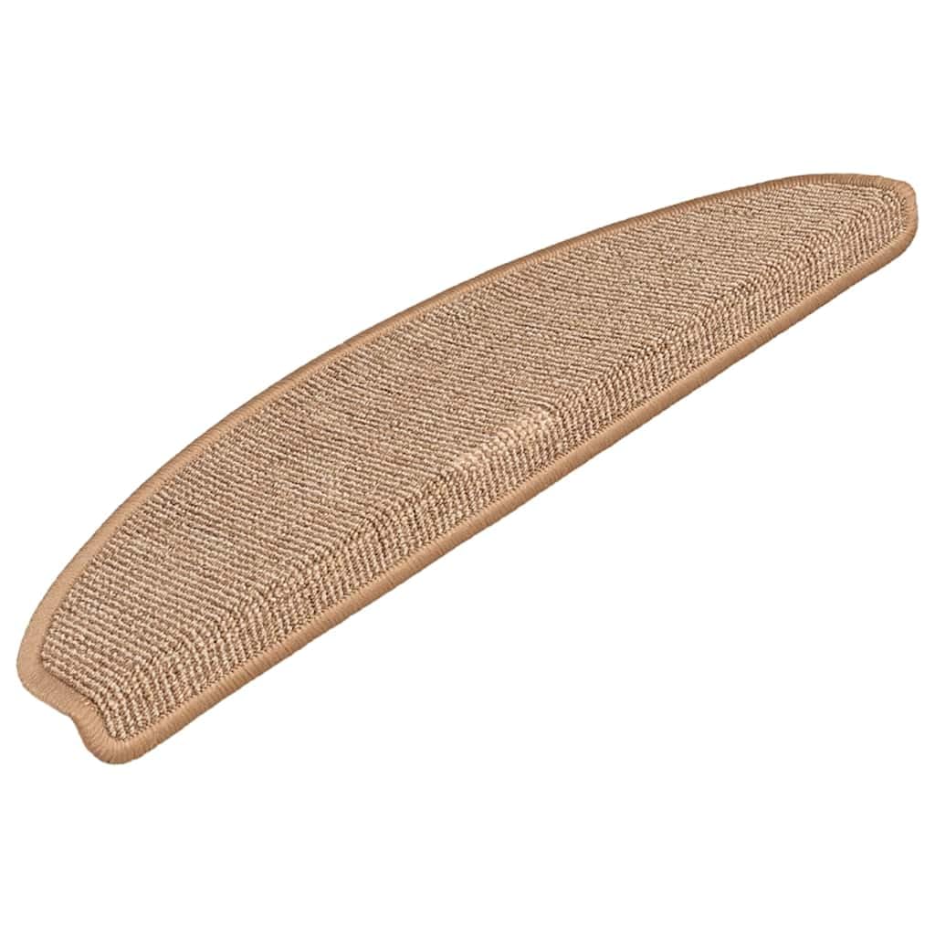 Tapis d'Escalier 15 Pièces 65x21x4 cm Brun Clair Antidérapant PP
