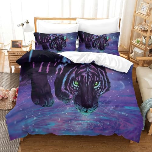 Housse de couette chat néon 3D hypoallergique contre les allergies et lit difficile