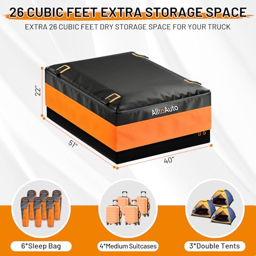 Image of [All-in-One Bundle] 26 CuFt Waterproof Truck Bed Cargo Bag with Heavy Duty Cargo Net, Storm-Proof Pickup Luggage Carrier (50 inchx40 inchx22 inch), Fits All Pickups, Includes Storage Bag & Bungee Net