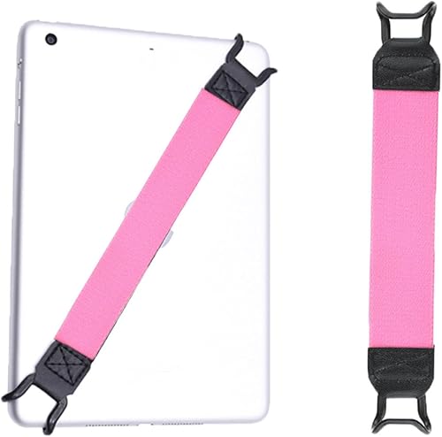 Paquete de 2 correas de mano ajustables para tablet, alta elasticidad, operación con una sola mano, soporte sin caídas (rosa)
