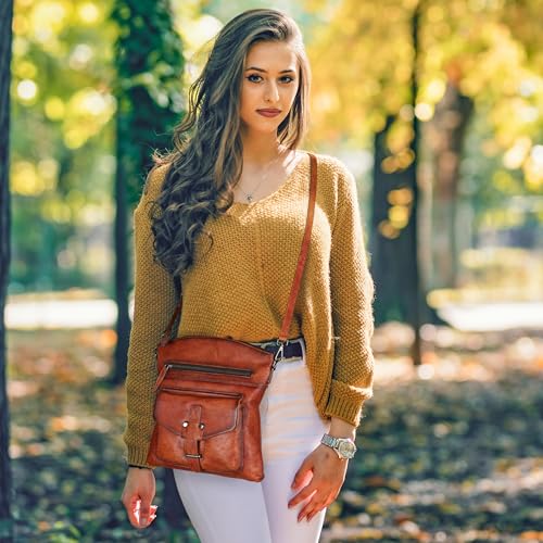 Image of HESHE Leather Crossbody Bags for Women Shoulder Handbags Satchel Purse | Spacious Medium Crossover Shoulder Purse with Adjustable Sling Straps Lightweight Hobo Bags for Work，Travel and Daily Use
