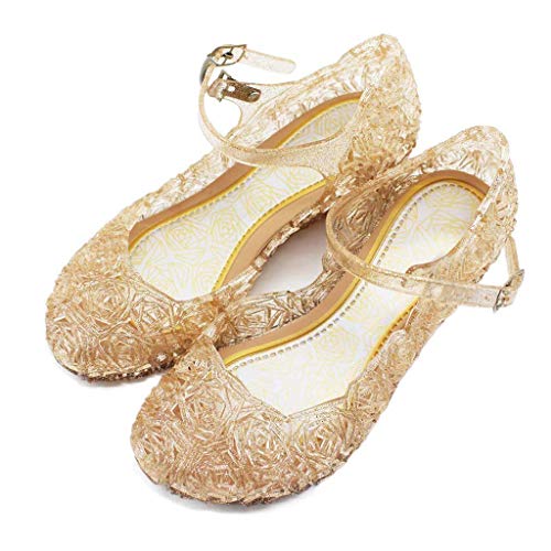 Girls Jelly Sandals Princess Cosplay Dress Up Mary Jane 𝐅lats Heels Dance Par𝘁y Single Shoes for Kids Toddler2