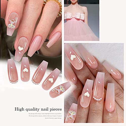Image of MAYCREATE Pink Gradient French Press On Nails 24Pcs Adhesive Tabs | Easy Application, Full Cover Fit, Pink Gradient Style, Gel Nail Design, Adhesive Tabs Included