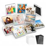 YOJO 12 Pack 2x2 Inch Clear Acrylic DIY Fridge Magnets Set, Blank Square...