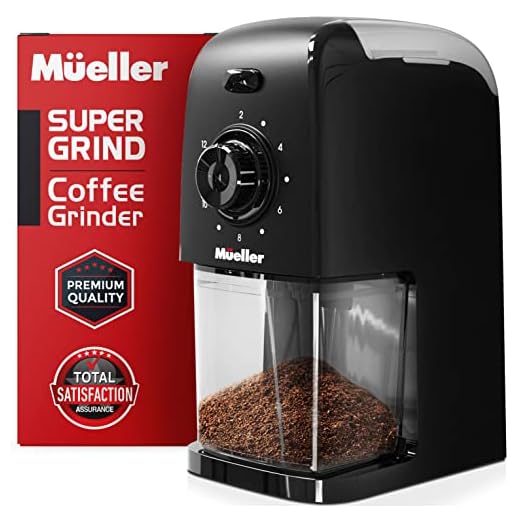 Mueller SuperGrind Burr Coffee Grinder Electric with Removable Burr Grinder Part - 12 Cups of Coffee, 17 Grind Settings with 5,8oz/164g Coffee Bean Hopper Capacity, Matte Black