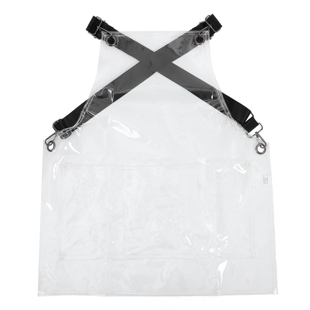 Tofficu Grembiule da Lavoro per Parrucchiera con Tasche, Design a Copertura Totale in Tpu, Regolabile con Cinturino al Collo, Comodo per Centro Estetico e Parrucchiere