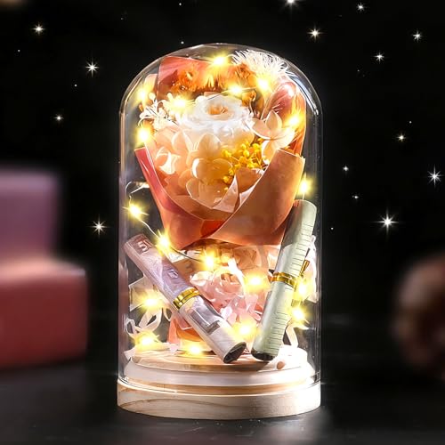 Charfia Geschenke für Frauen Mama, LED Ewige Rose im Glas Mama Geburtstagsgeschenk für Frauen Jahrestag Geschenk für Sie, Muttertagsgeschenke Rosenhochzeit Weihnachten Geschenke für Freundin (A)