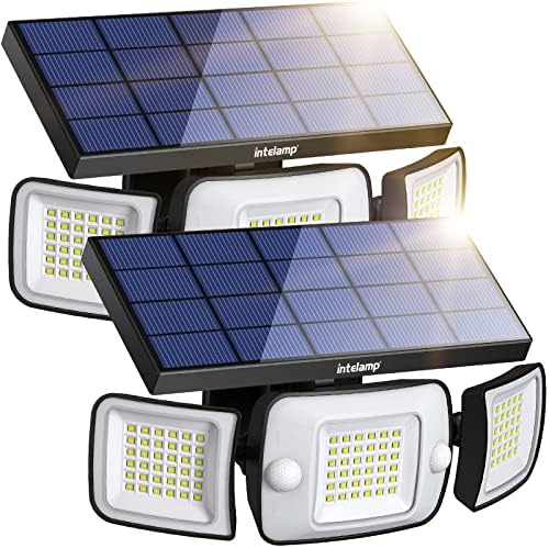 intelamp Solar Outdoor Lights, Motion Sensor with Dual Sensors Waterproof