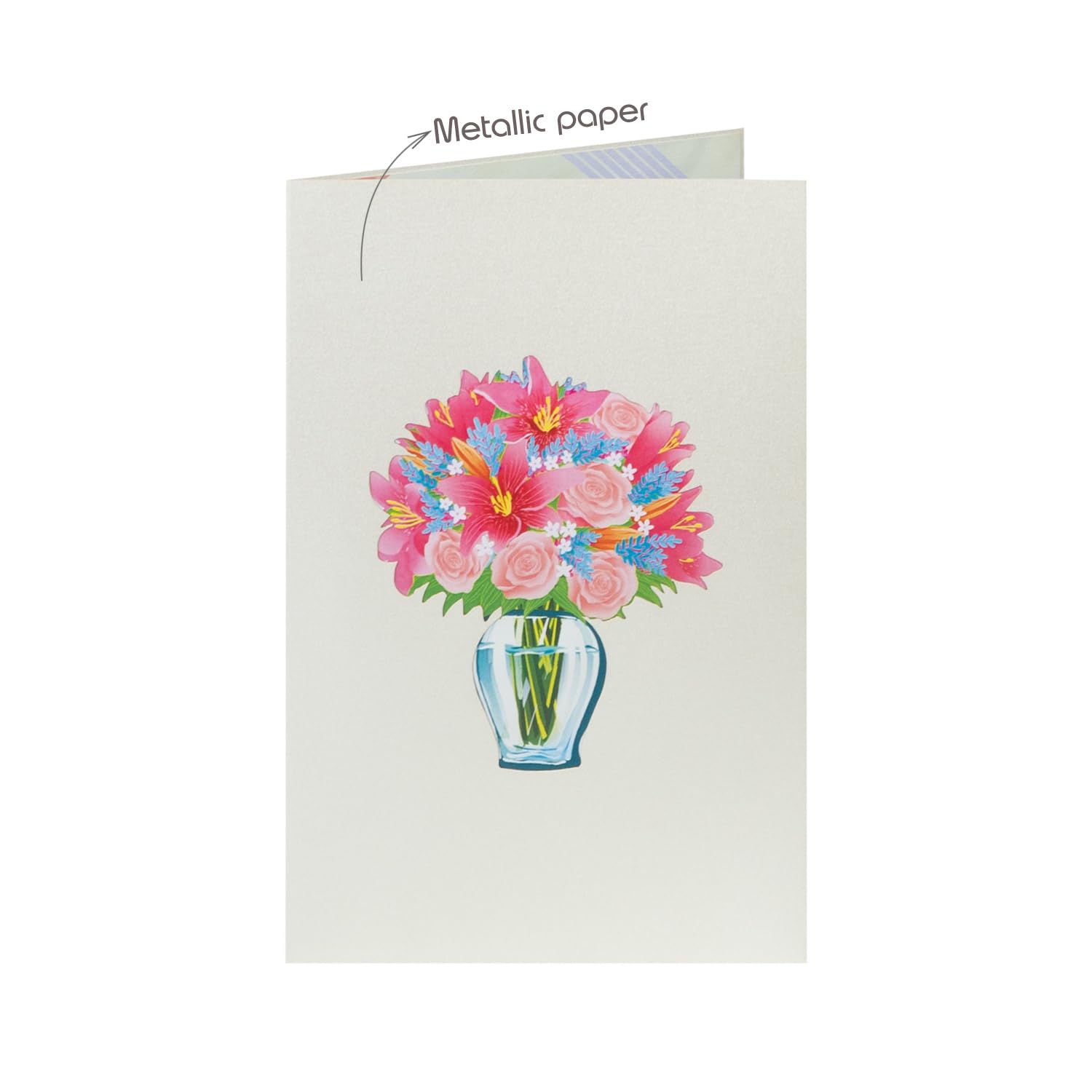 3D Flower Pop-Up Card, Handmade from Premium Metallic Paper, Perfect for Birthdays Congratulations, Good Luck, Thank You - Image 2