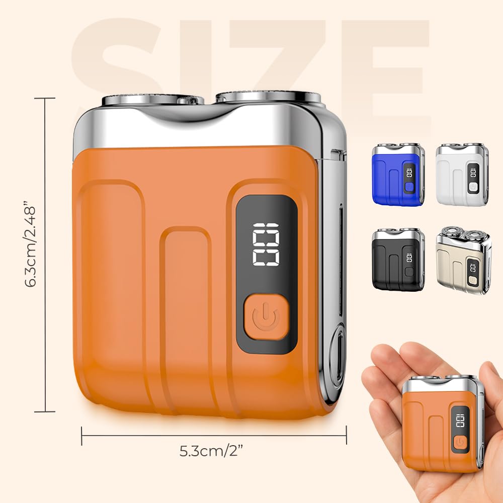 Rasoio elettrico rotativo portatile a doppio anello, rasoio elettrico compatto a umido e ad aria, da viaggio, da uomo, ricaricabile con USB-C, impermeabile, facile da pulire (nero)