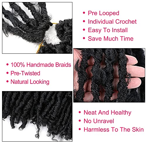 6 Pack Butterfly Locs Hair 14 Inch Pre Looped Distressed Butterfly Locs Crochet Hair Short Soft Butterfly Locs Crochet Braid Hair Extensions(1B, 14 Inch (Pack Of 6)) #TOP2