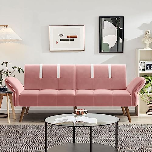 Image of Shintenchi Sofa Sleeper, Sleeper Sofa Couch with Adjustable Armrests Backrest, Sofa for Living Room Apartments Office Small Spaces,Yellow