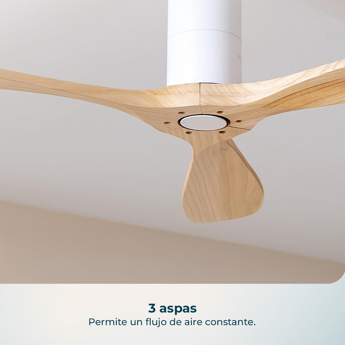 Cecotec Ventilador de Techo EnergySilence 5400 Classic White&LightWood | Mando a Distancia, 52", Motor DC 40W, 3 Aspas, 6 Velocidades, Temporizador hasta 8h, Modo Winter/Summer