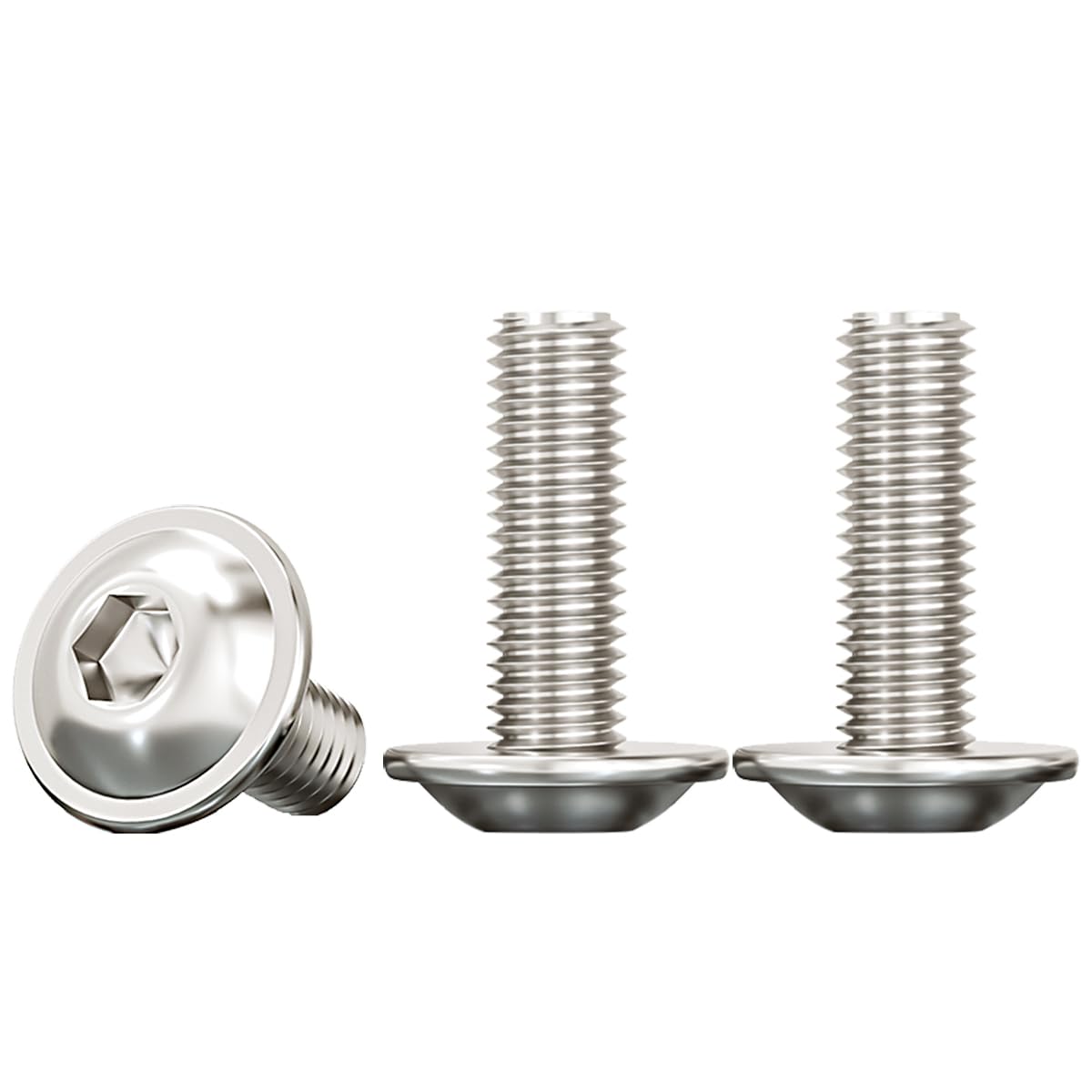 Drenky Flanged Button Head M6 Bolts 20 Pack, M6 X 16mm Socket Flanged Button Screws, 304 Stainless Steel Hexagon Socket Pan Head Screws, Rustproof