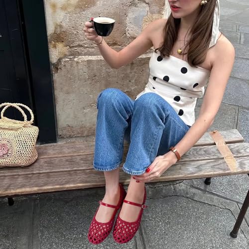 Image of Ballet Flats Mesh Shoes for Women Mary Janes Flats | Wide Feet Options, Woven Mesh Flats, Soft Cushion, Comfortable Ballerina Flats, Casual, Dress Shoes, Daily, Work, Versatile