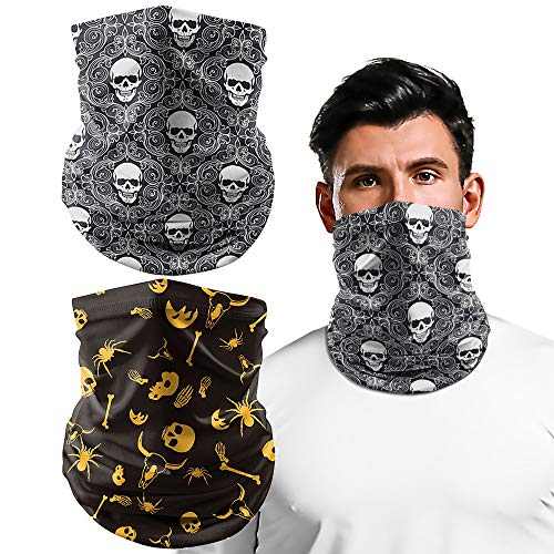 Color Cosplayer 2 Pieces Skull Neck Gaiters Half Face Mask For Women Men Rave Motorcycle Skeleton Bandana Cosplay Festival Wind Dust Sun Sports thumb #2