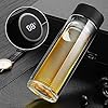 Tea Infuser Bottle - Double Wall Glass Portable Travel Mug with Stainless Steel Filter, 12 oz Capacity, Borosilicated Glass Tea Tumbler Water Bottle Diffuser for Loose Leaf Tea, Flower, Herbal (Black)