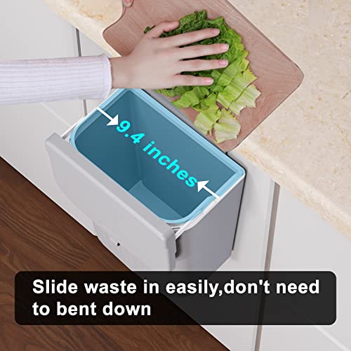 Netdot 4 Pack 9 Liter/2.4 Gallon Hanging Trash Can With Lid, Bathroom Garbage Can, Small Compost Bin Waste Basket For Kitchen,Bathroom,Bedroom,Living Room - Grey #TOP3