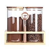 KKC Home Accents Borosilicate Glass Jars with Wood Lids, Tea Container for Loose Tea,Clear Kitchen...