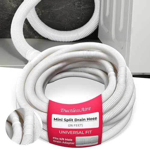 DuctlessAire Mini Split Drain Hose - Portable Air Conditioner Drain Hose - Universal Condensate Drainage Hose for Ductless Mini Split AC Unit, Heat Pump, HVAC and More - Fits 5/8