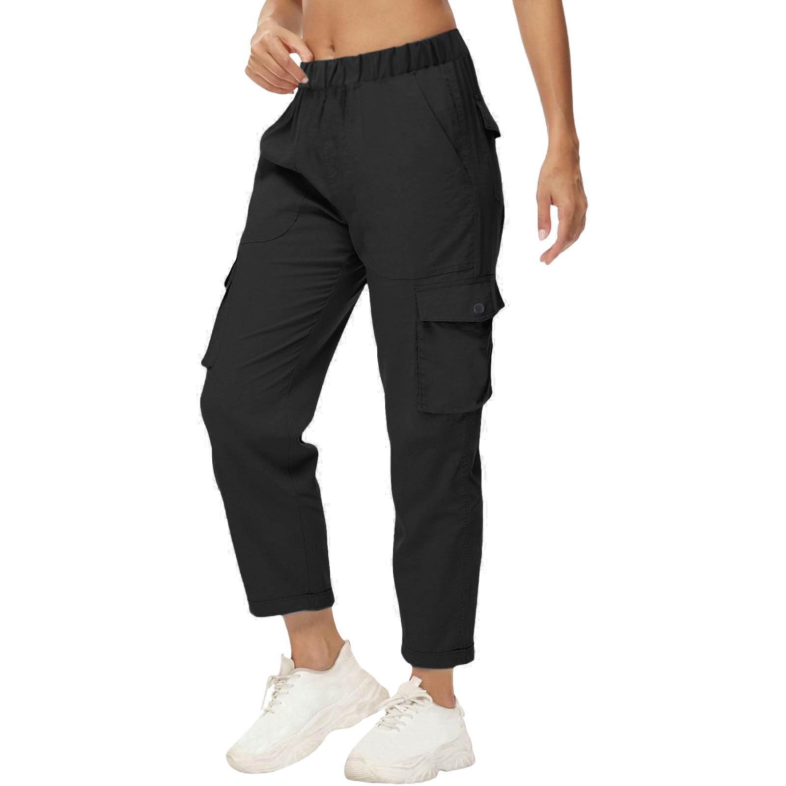 Pantaloni cargo da donna in mussola, traspiranti, estivi, con tasche | Pantaloni estivi in cotone, leggeri e ad asciugatura rapida, in tinta unita, per il tempo libero, casual, da trekking