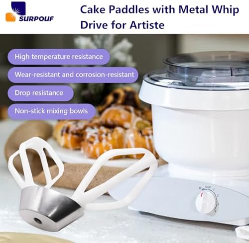 Cake Paddles with Metal Whip Drive for Artiste Stand Mixers Compatible with Universal Plus NutriMill Mixers,Food Grade(2 Pack) - Thumbnail 4
